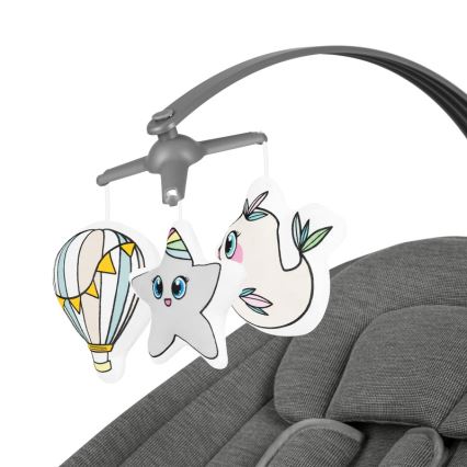 Lionelo - Baloiço para bebé com melodia BLOSSOM Cinzento Betão + controlo remoto