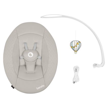 Lionelo - Baloiço para bebé com melodia IRIS 4xAA Beige Sand