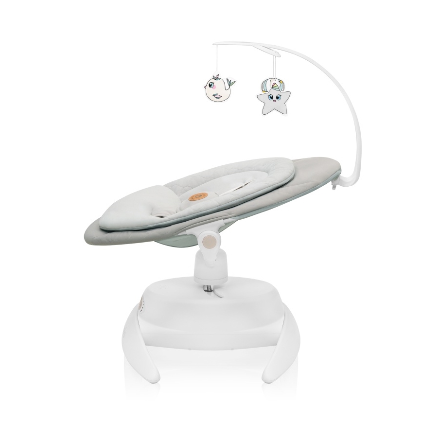 Lionelo - Baloiço para bebé com melodia MELL Beige Sand 4xAA + controlo remoto