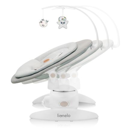 Lionelo - Baloiço para bebé com melodia MELL Beige Sand 4xAA + controlo remoto