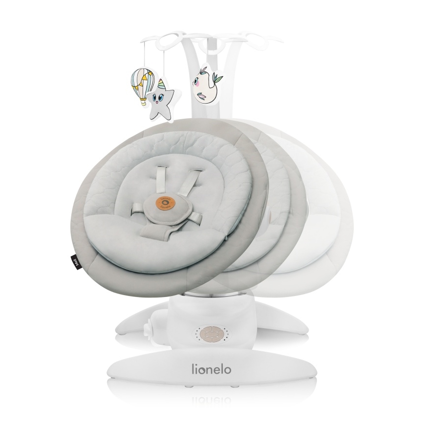 Lionelo - Baloiço para bebé com melodia MELL Beige Sand 4xAA + controlo remoto