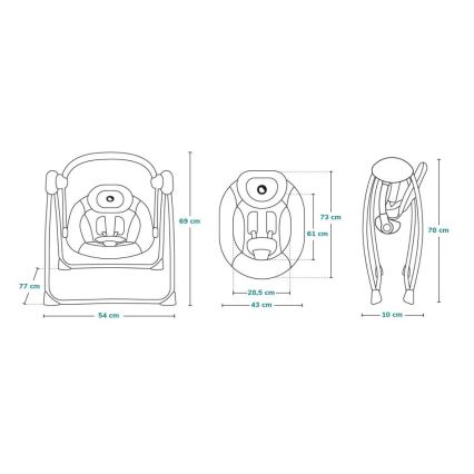 Lionelo - Baloiço para bebé OTTO 4xLR14 Cozy Grey