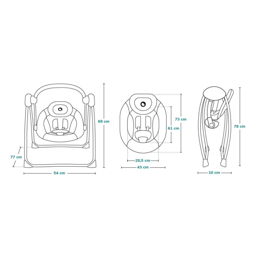 Lionelo - Baloiço para bebé OTTO 4xLR14 Cozy Grey