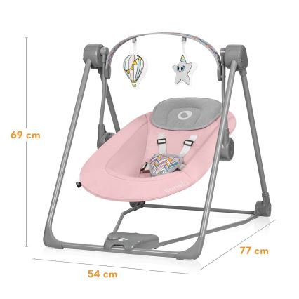 Lionelo - Baloiço para bebé OTTO 4xLR14 Rosa Bebé