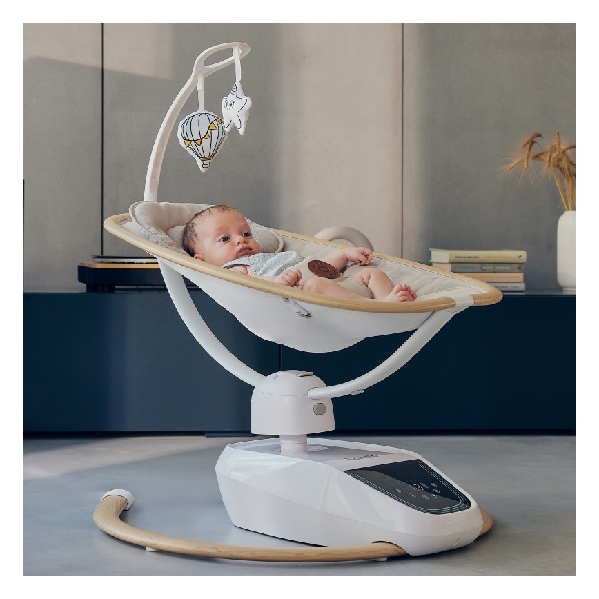 Lionelo - Baloiço para bebés com melodia OLIVIA Bege Natural + controlo remoto