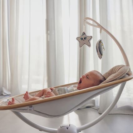 Lionelo - Baloiço para bebés com melodia OLIVIA Bege Natural + controlo remoto