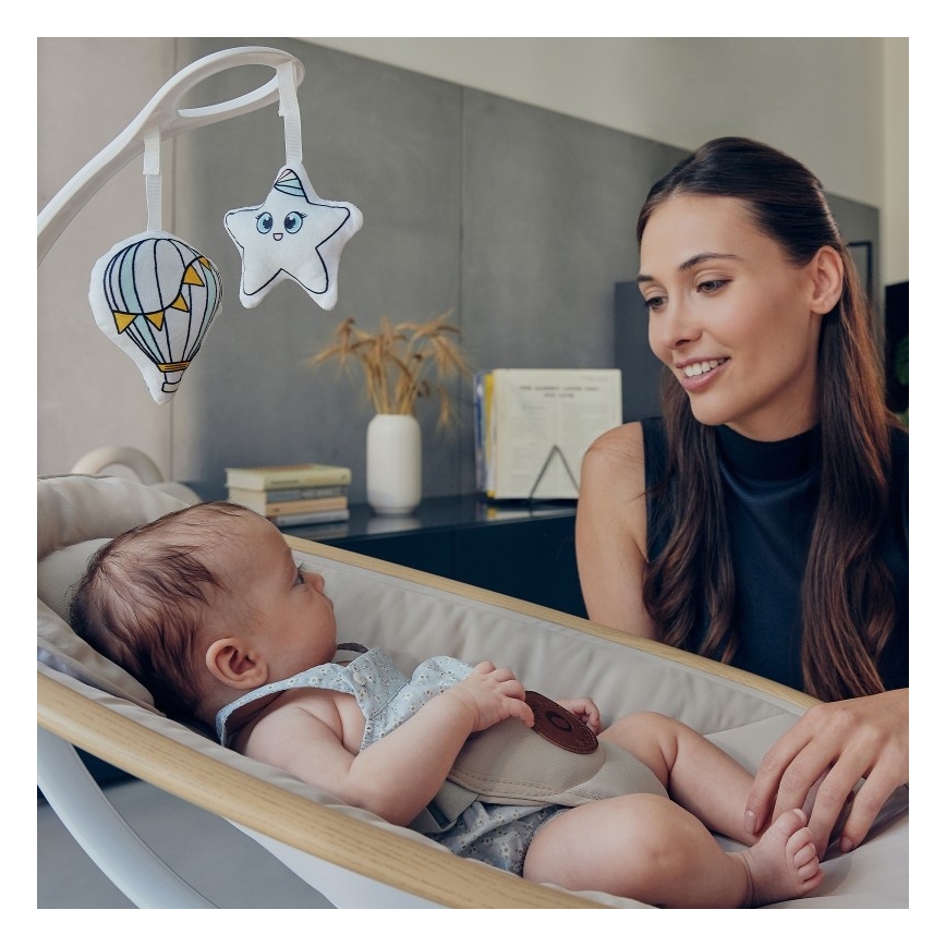 Lionelo - Baloiço para bebés com melodia OLIVIA Bege Natural + controlo remoto