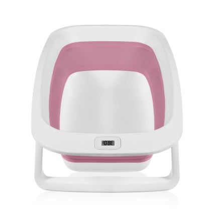 Lionelo - Banheira dobrável para bebé com termómetro BABY BUBBLE 2x LR44 Rosa Magnólia