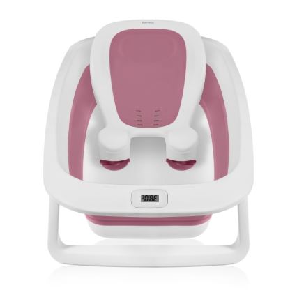 Lionelo - Banheira dobrável para bebé com termómetro BABY BUBBLE 2x LR44 Rosa Magnólia