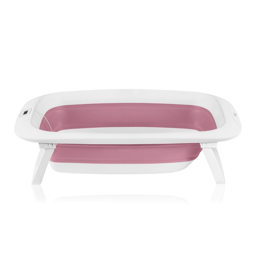 Lionelo - Banheira dobrável para bebé com termómetro BABY BUBBLE 2x LR44 Rosa Magnólia