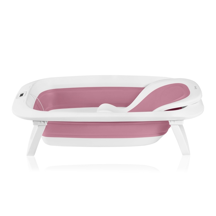Lionelo - Banheira dobrável para bebé com termómetro BABY BUBBLE 2x LR44 Rosa Magnólia