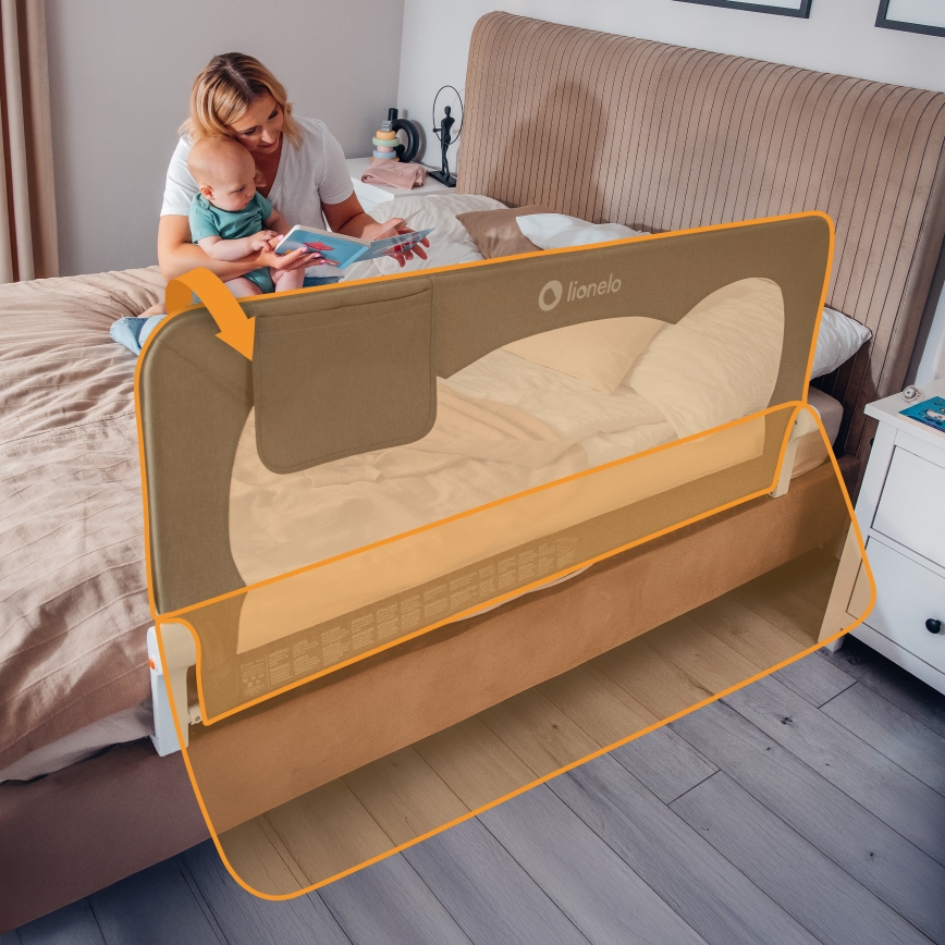 Lionelo - Barreira de proteção para cama HANNA Bege mesclado