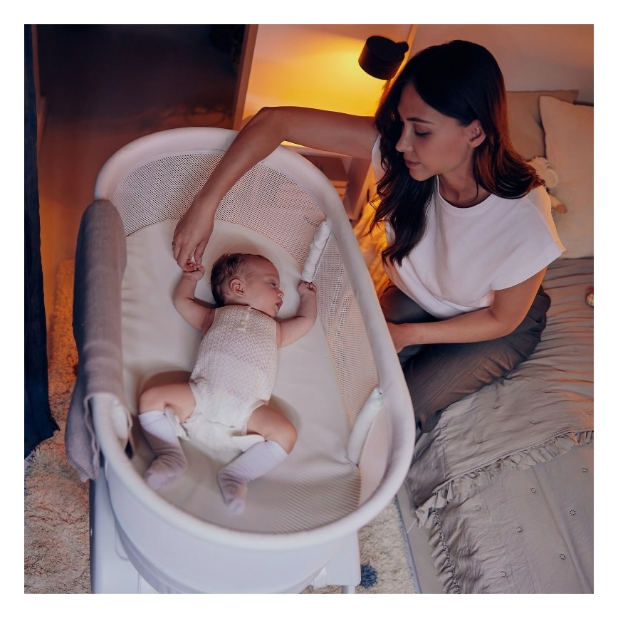 Lionelo - Berço de bebé com balança CORAL White