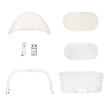 Lionelo - Berço de bebé com balança CORAL White