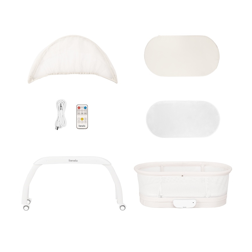 Lionelo - Berço de bebé com balança CORAL White