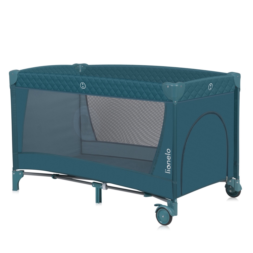 Lionelo - Berço de viagem FLOWER Verde Turquesa