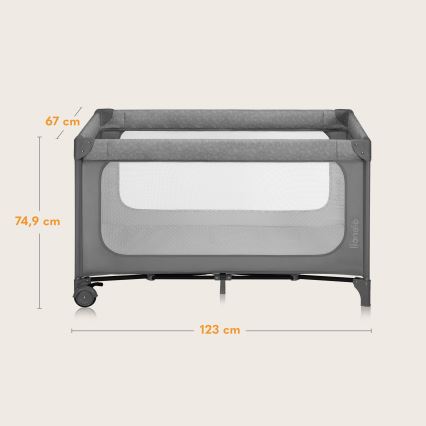 Lionelo - Berço de Viagem JASMIN EASY FOLD Pedra Cinzenta
