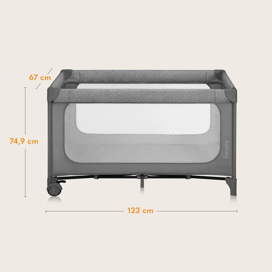 Lionelo - Berço de Viagem JASMIN EASY FOLD Pedra Cinzenta