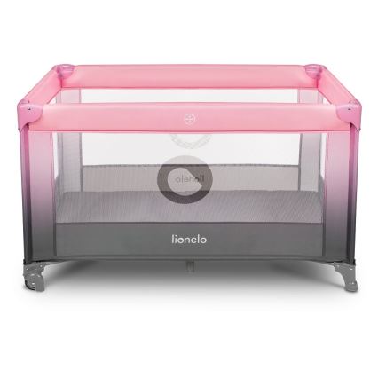 Lionelo - Berço de viagem STEFI rosa/cinzento