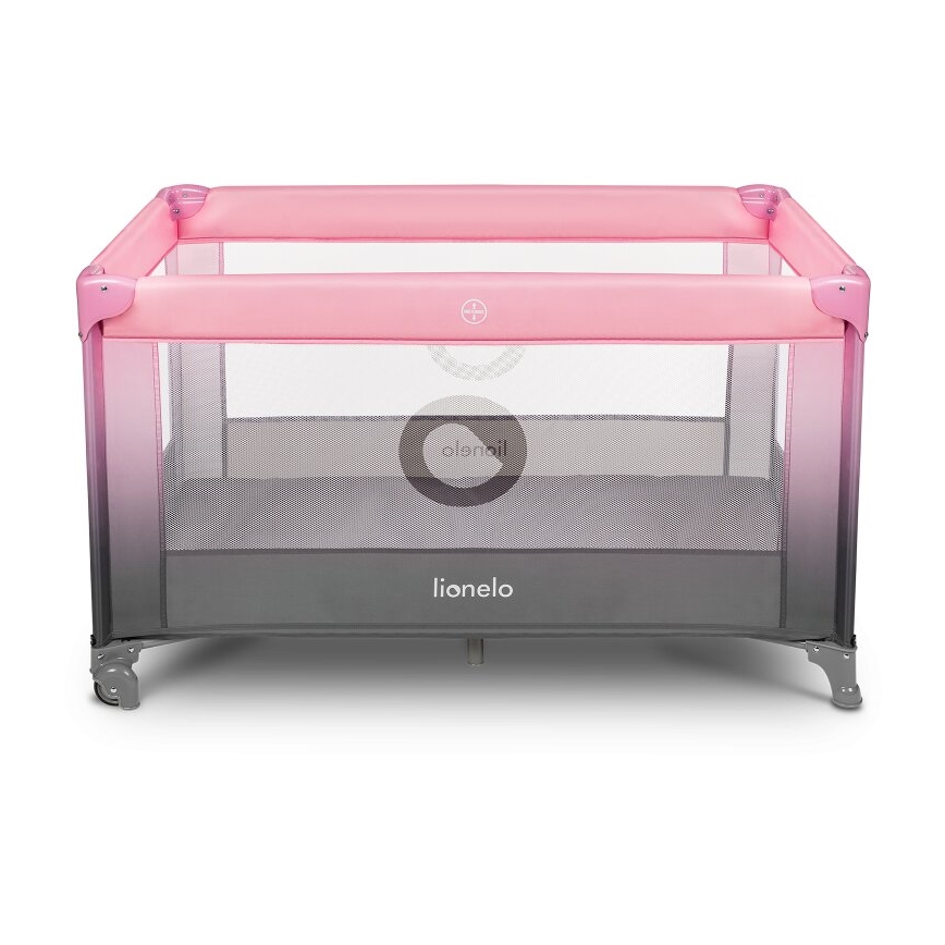 Lionelo - Berço de viagem STEFI rosa/cinzento