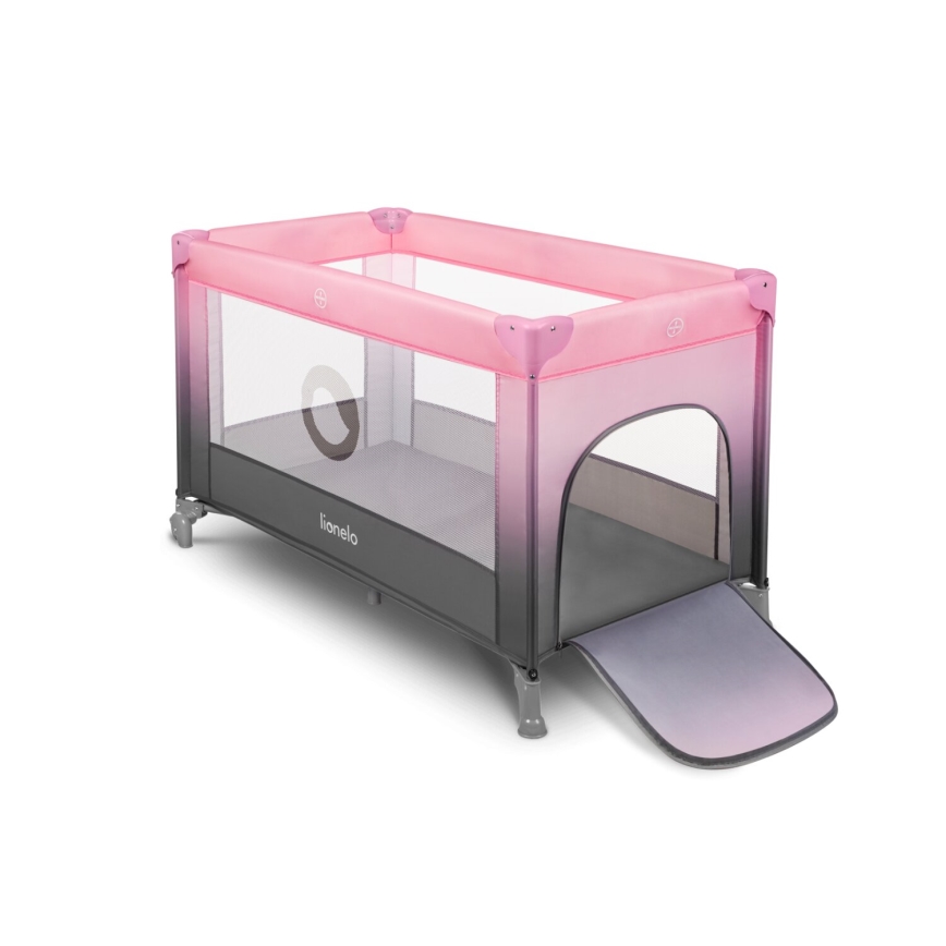 Lionelo - Berço de viagem STEFI rosa/cinzento