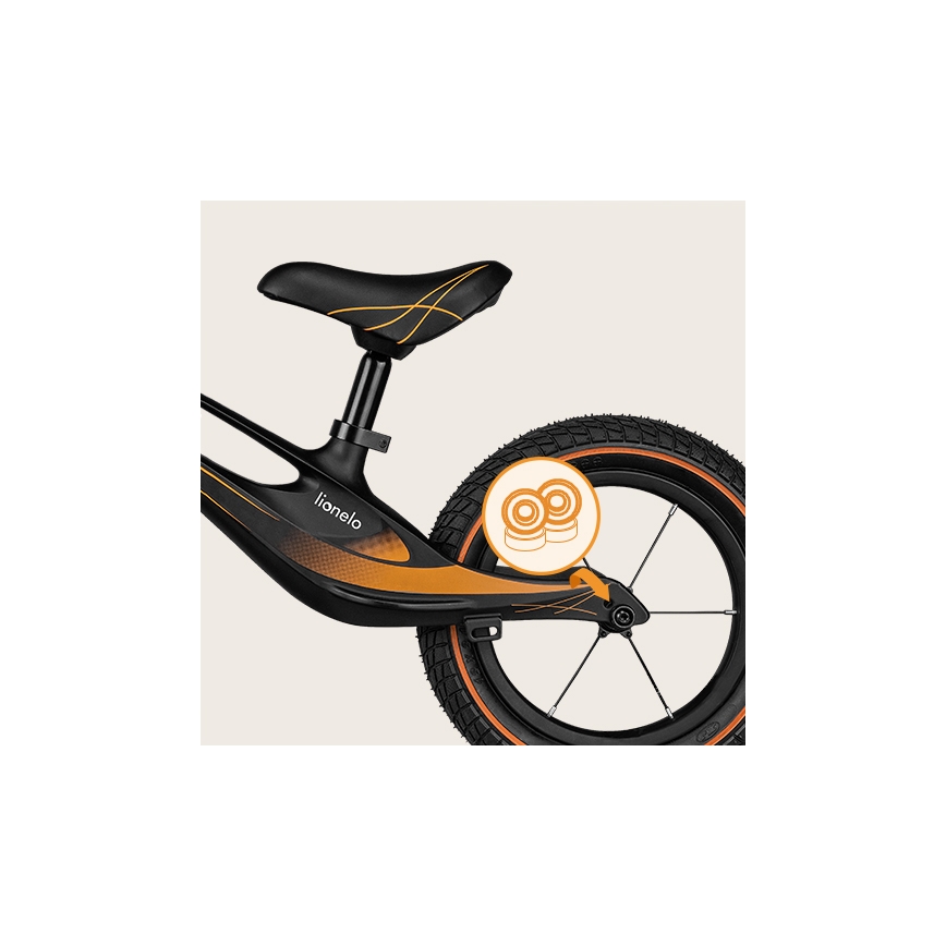 Lionelo - Bicicleta de empurrar BART AIR preto/laranja