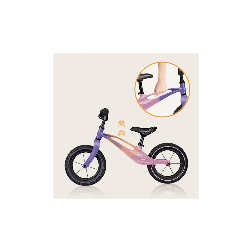 Lionelo - Bicicleta de empurrar BART AIR roxo/rosa