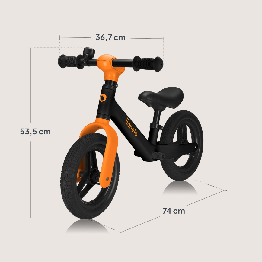 Lionelo - Bicicleta de equilíbrio TONI, preto e laranja