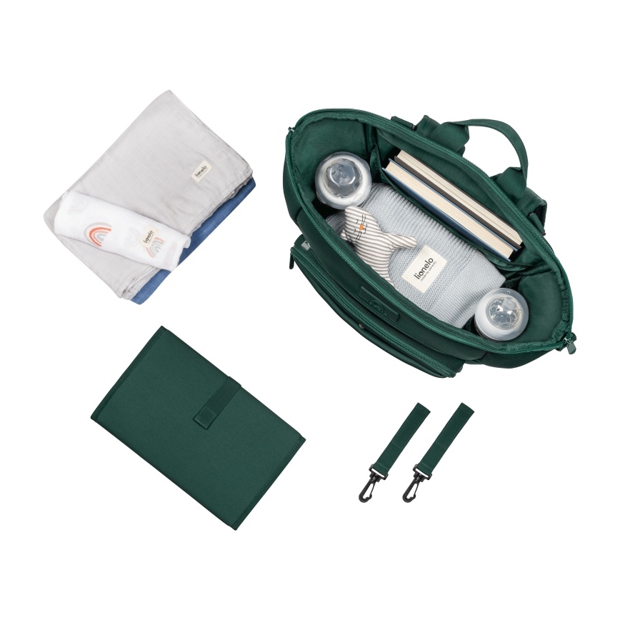 Lionelo - Bolsa de fraldas para carrinho de bebé CUBE Green Forest