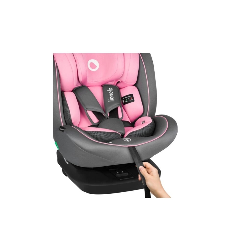 Lionelo - Cadeira auto BASTIAAN i-Tamanho 40-150 cm cinzento/rosa