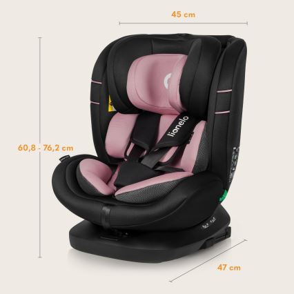 Lionelo - Cadeira auto com base giratória BASTIAAN i-Size 40-150 cm Pink Rose