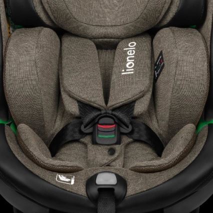 Lionelo - Cadeira auto com base giratória HARMONY i-Tamanho 40-150 cm preto/azeitona