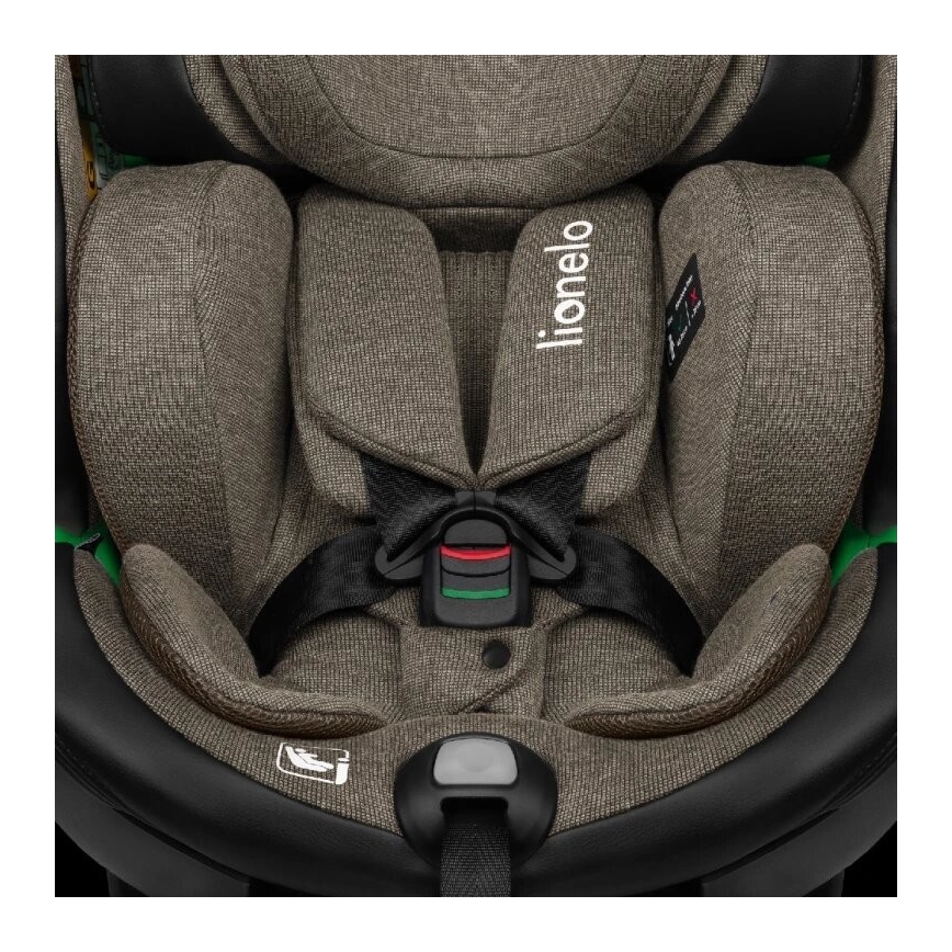 Lionelo - Cadeira auto com base giratória HARMONY i-Tamanho 40-150 cm preto/azeitona