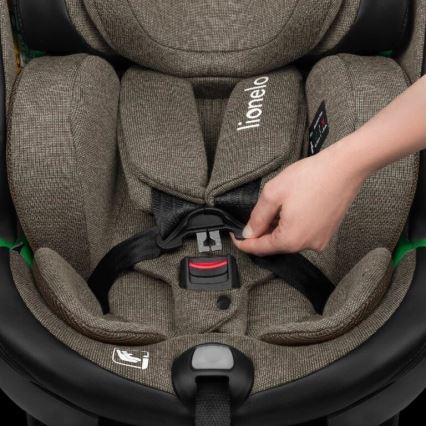 Lionelo - Cadeira auto com base giratória HARMONY i-Tamanho 40-150 cm preto/azeitona