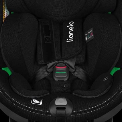 Lionelo - Cadeira auto com base giratória HARMONY i-Tamanho 40-150 cm preto