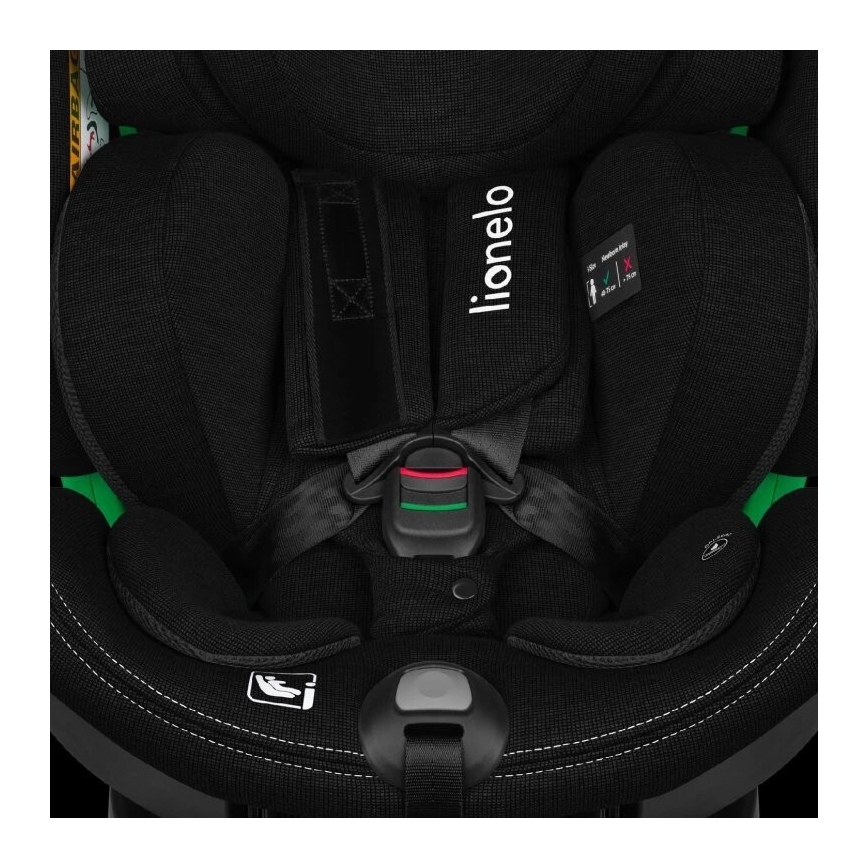 Lionelo - Cadeira auto com base giratória HARMONY i-Tamanho 40-150 cm preto