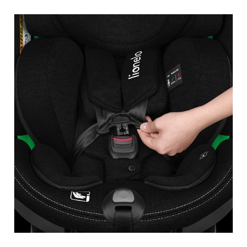 Lionelo - Cadeira auto com base giratória HARMONY i-Tamanho 40-150 cm preto