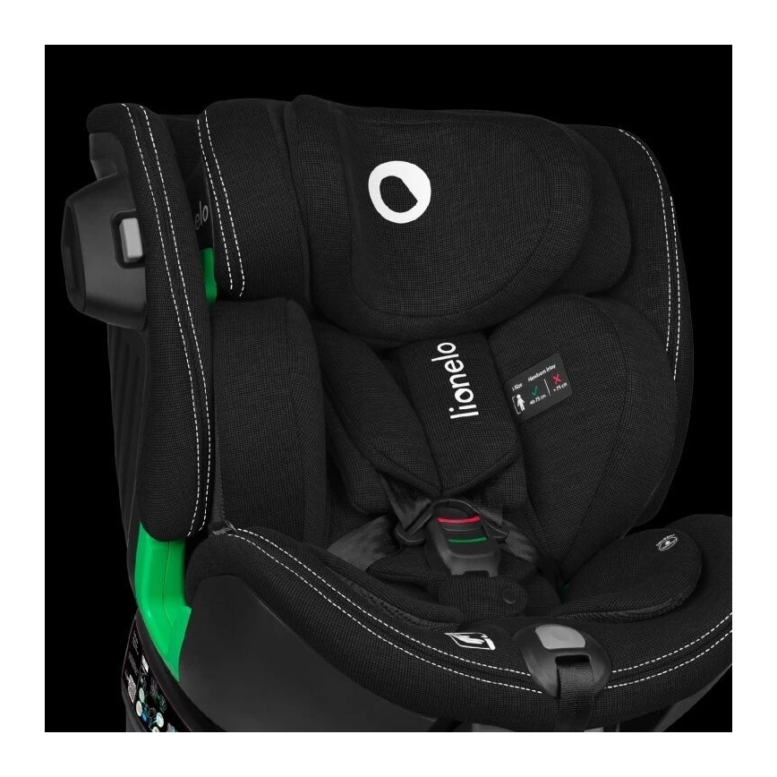 Lionelo - Cadeira auto com base giratória HARMONY i-Tamanho 40-150 cm preto
