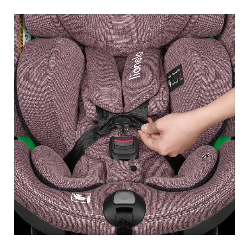 Lionelo - Cadeira auto com base giratória HARMONY i-Tamanho 40-150 cm rosa