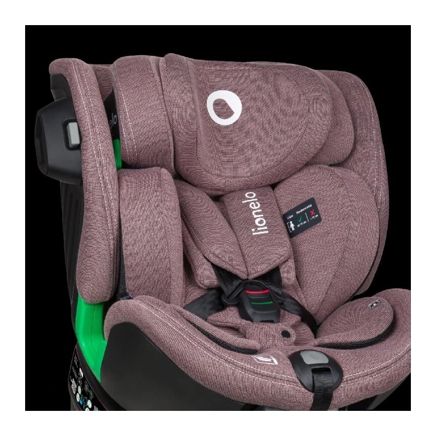 Lionelo - Cadeira auto com base giratória HARMONY i-Tamanho 40-150 cm rosa