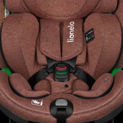 Lionelo - Cadeira auto com base giratória HARMONY i-Tamanho 40-150 cm tijolo