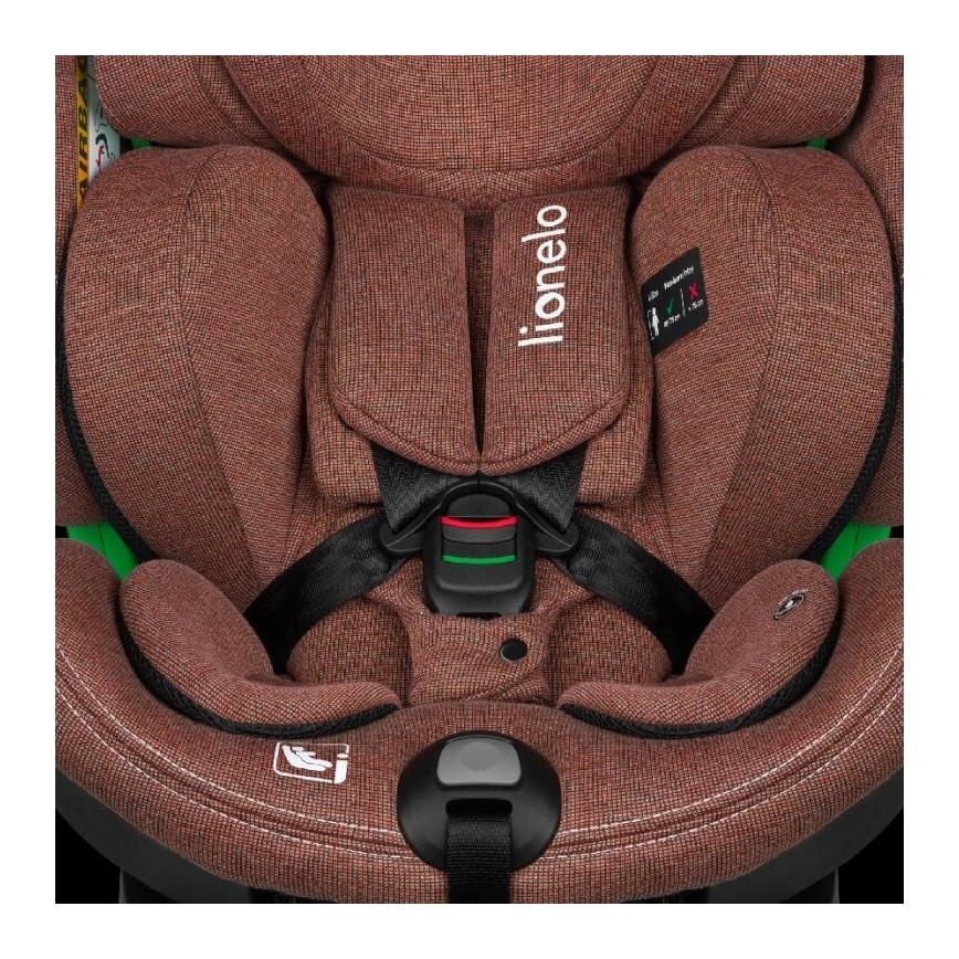 Lionelo - Cadeira auto com base giratória HARMONY i-Tamanho 40-150 cm tijolo
