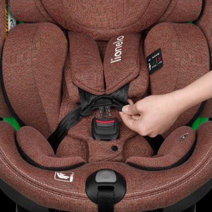 Lionelo - Cadeira auto com base giratória HARMONY i-Tamanho 40-150 cm tijolo