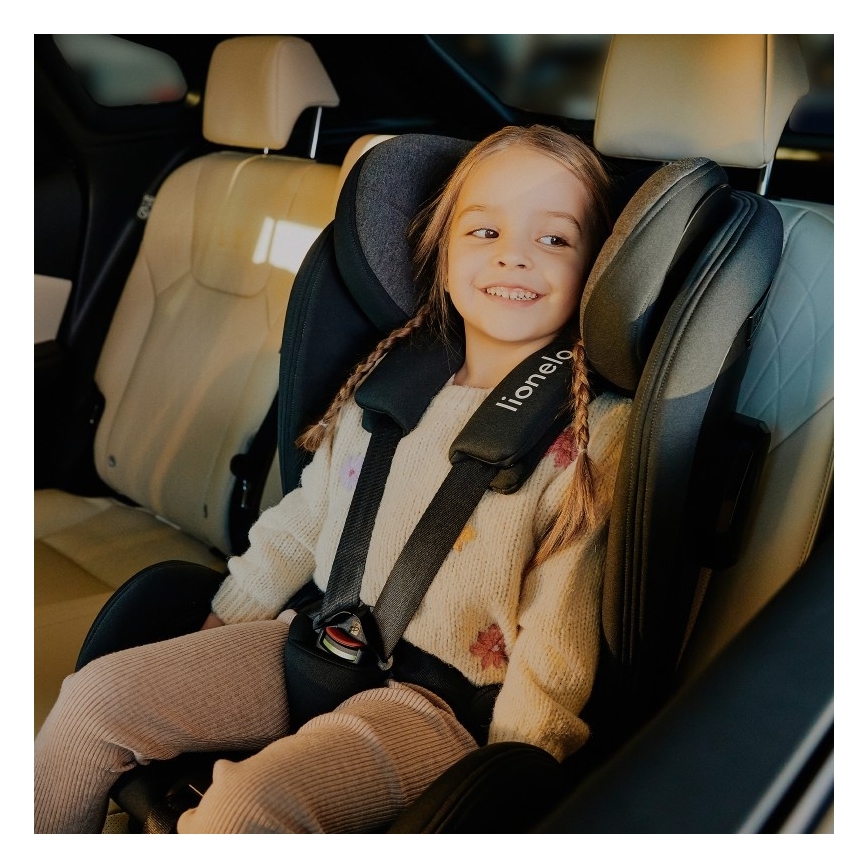 Lionelo - Cadeira auto com base giratória HARPER i-Size 76-150 cm Preto Carbono