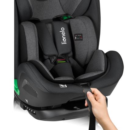 Lionelo - Cadeira auto com base giratória HARPER i-Size 76-150 cm Preto Carbono