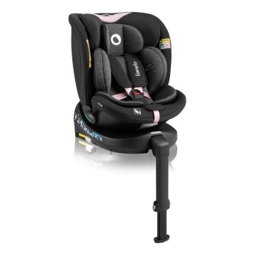 Lionelo - Cadeira auto com base giratória NAVY i-Tamanho 40-150 cm preto/rosa