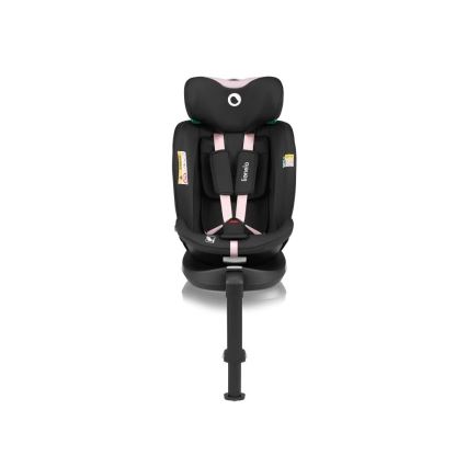 Lionelo - Cadeira auto com base giratória NAVY i-Tamanho 40-150 cm preto/rosa