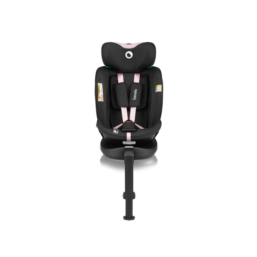 Lionelo - Cadeira auto com base giratória NAVY i-Tamanho 40-150 cm preto/rosa