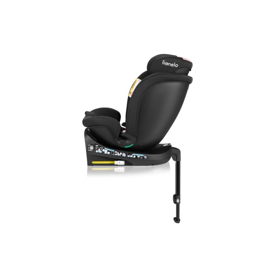 Lionelo - Cadeira auto com base giratória NAVY i-Tamanho 40-150 cm preto/rosa