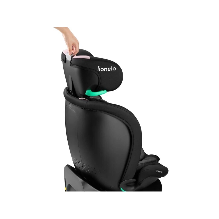 Lionelo - Cadeira auto com base giratória NAVY i-Tamanho 40-150 cm preto/rosa